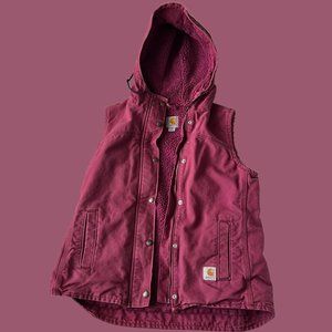 Carhartt Women's Small Sandstone Berkley II Hooded Vest with Sherpa Lining